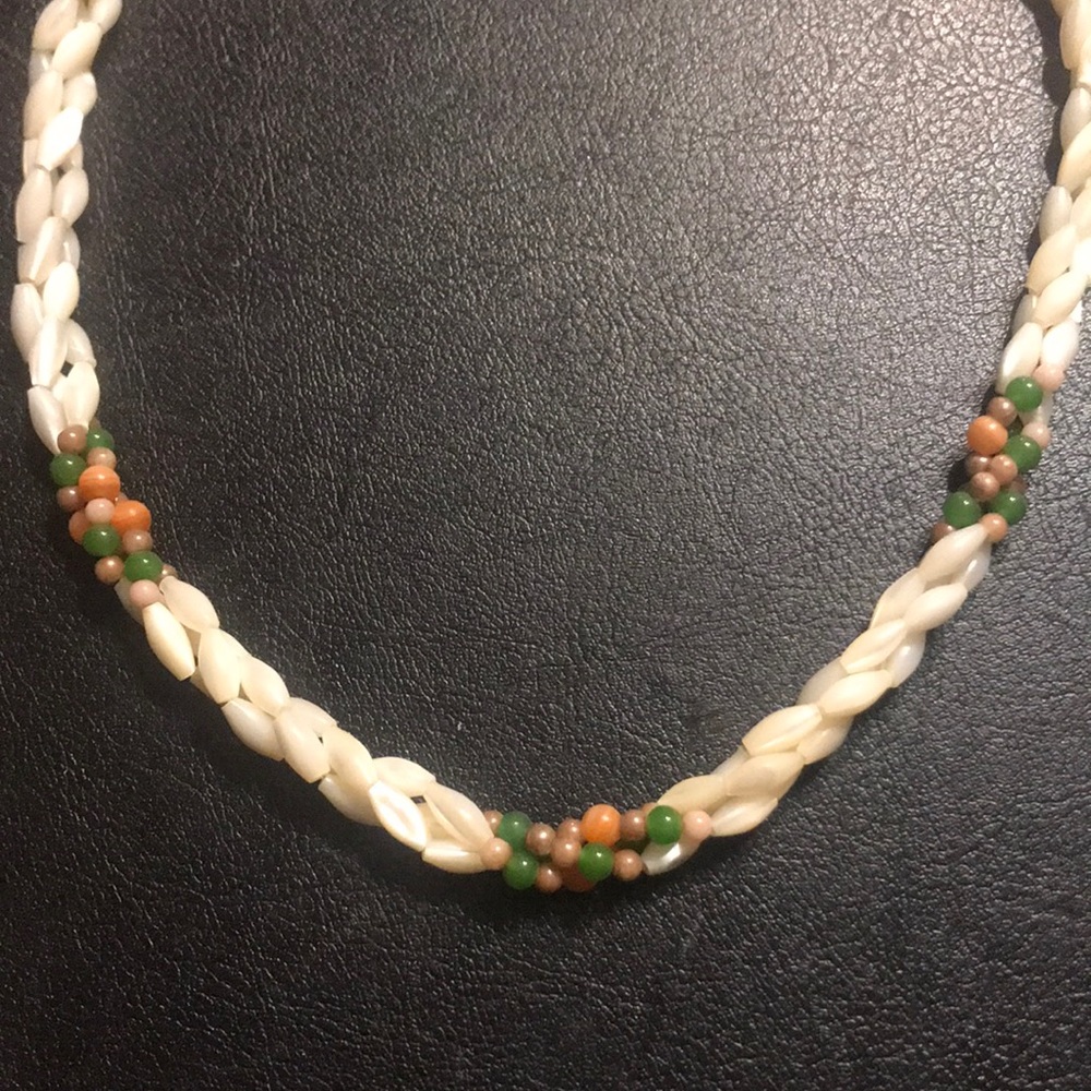 Fresh Water and pink / jade beaded necklace  from Forbidden Island in Hawaii